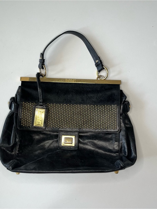 Badgley Mischka Handbags - Leather Badgley Mischka Black Satchel with Gold Hardware